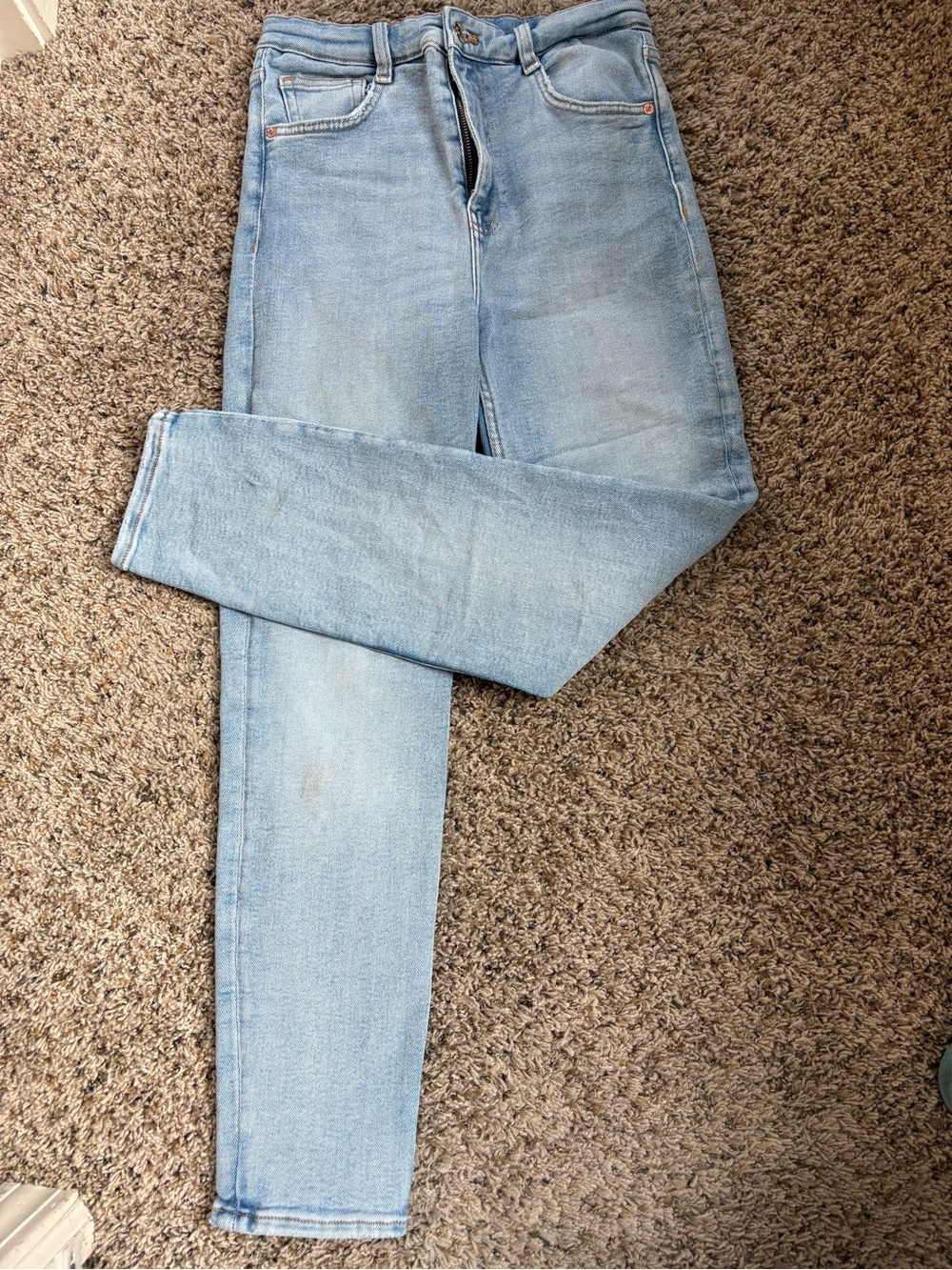 Zara Light Wash High Rise Slim Jeans Sz 6